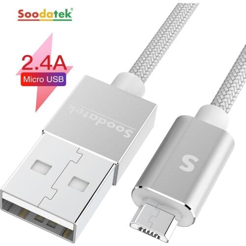 Soodatek Micro USB Cable 2.4A Nylon Fast Charging Mobile Phone Cable for Samsung Xiaomi HTC USB Charger Data Cable Cord