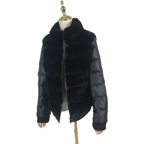 CNEGOVIK women rex rabbit fur coat short down sleeves natural fur coats Winter fur jacket fur coat women fur bomber jacket