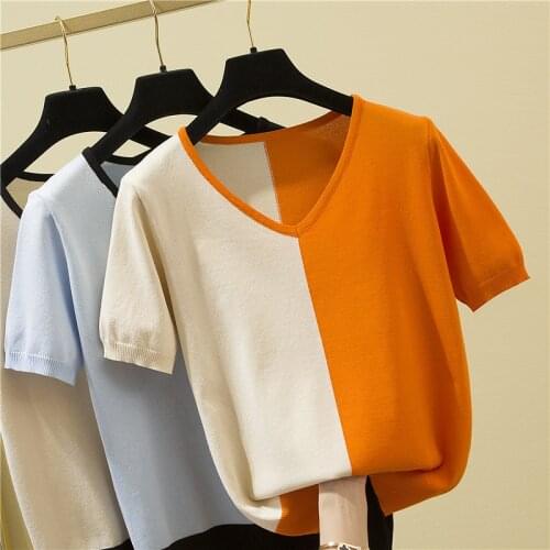 Knitted Pullovers Women 2020 New Summer short Sleeve Stella Filante Loose Jumper Pull Femme Women Girl Tops Thin Sweater
