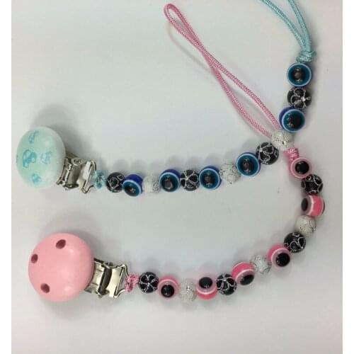 2017 Angel Eyes Baby Clips for Nipples Funny Newborn Dummy Chain Baby Pacifier Beads Soother Clip Pacifier Holder for Baby