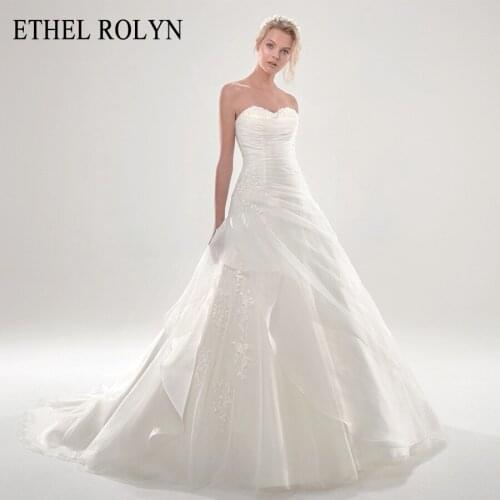 ETHEL ROLYN A-Line Wedding Dress 2020 Elegant Strapless Beading Appliques Lace Up Sleeveless Vintage Bride Gown Vestido De Novia