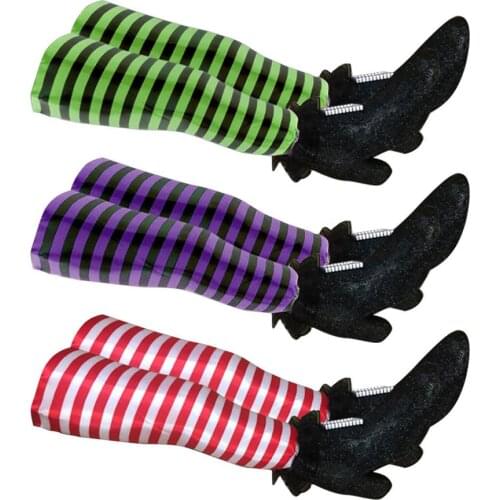 1Pair Halloween Witch Legs Yard Decor Halloween Atmosphere Props Indoor Outdoor Halloween Party Decoration