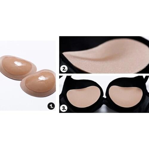 1 Pair Women Self-adhesive Heart-shaped Clear Breast Pads Breast Enhancer Push Up Bra Padding Inserts Cups for Swimsuit Bikini
