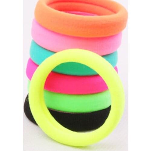 10pcs Girls Colorful Fluorescence Nylon Elastic Hair Bands Children Ponytail Holder Rubber Bands Headband Kids Hair Accessories