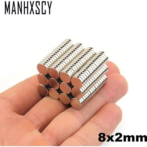 100pcs Neodymium N35 Dia 8mm X 2mm Strong Magnets Tiny Disc NdFeB Rare Earth For Crafts Models Fridge Sticking magnet 8x2mm