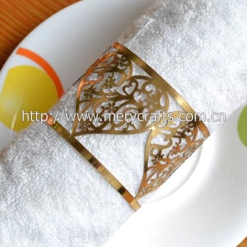 210pcs/lot wedding party favors, Laser Cut metallic Paper Napkin Rings For Wedding