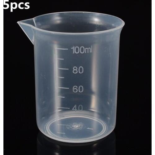 5pcs 100ml Plastic Measuring Jug Cup Precise Water Measure Cup Graduated Surface Reusable Kitchen Lab Liquid Measure Tool
