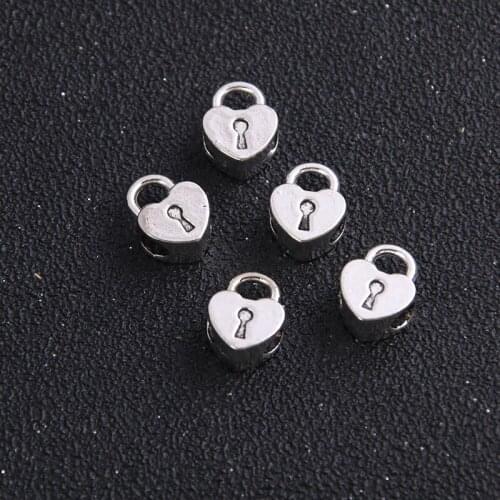 6pcs Antique Sliver Zinc Alloy Heart Key Charms Fit DIY European Key Charms Beads for Jewelry