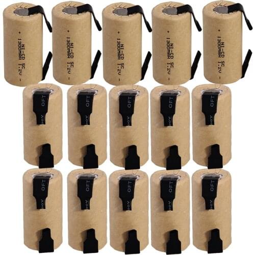 Yeckpowo 15 pcs SC battery subc batteries For Bosch power tool electric drill screwdriver nicd 1300mAh 1.2v