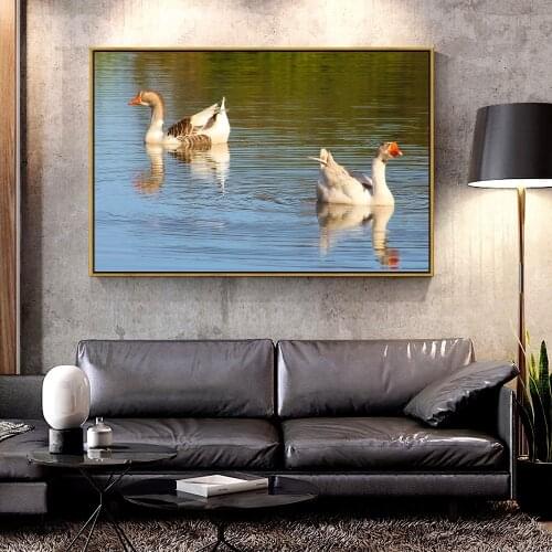 Artcozy Oil Canvas Painting gansos en el lago For Home Decoration Wall Art
