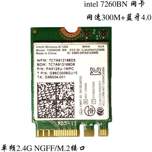 Intel Wireless-N 7260 7260NGW BN NGFF/M.2 2.4G bluetooth4.0 wireless network card for Shenzhou Asus DELL Acer Toshiba HP Samsung