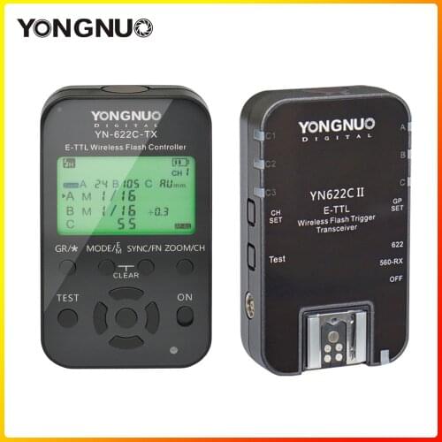 YONGNUO Wireless TTL Flash Trigger YN622C II YN-622C-TX KIT with High-speed Sync HSS 1/8000s for Canon Camera 600D 60D 7D 5DIII