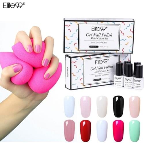 Elite99 5 pieces/set Pure Color Gel Polish Gift Set UV LED Soak Off 7ml Nail Varnish Primer Enamel Lacquer Manicure Kit Nail Art