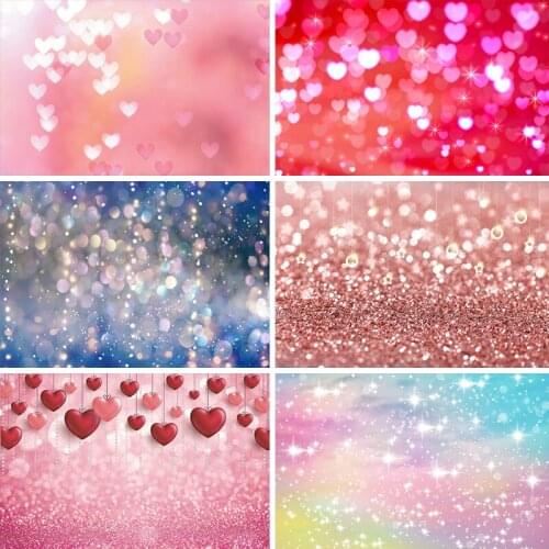 Laeacco Backdrops For Photography Pink Love Heart Light Bokeh Fantasy Love Baby Pattern Photo Background Photocall Photo Studio