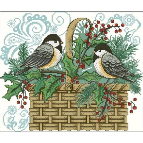 Cotton genuine long-staple cotton from Egypt with a needle-free basket Suite 2743 winter birds