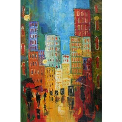 Famous Abstract Paintings Street Canvas Art Oil Painting for Living Room Wall Decor Vertical Hand-painted