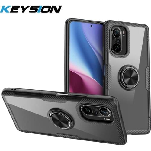 KEYSION Fashion Transparent Shockproof Case For Xiaomi POCO F3 5G Mi 11i Clear Ring Phone Back Cover for Redmi K40 K40 Pro+ Plus