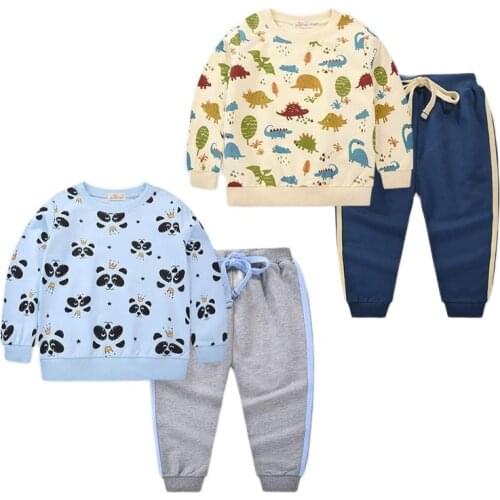 Baby Clothing Set 2021 New Arrival Kids Boys Girls Cartoon Animals Casual Children Outwear Long Sleeve Sweatshirt + Pants 2pcs
