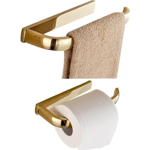 Leyden Brass Towel Ring And Toilet Paper Holder Set Of 2 Packs,Gold Bathroom Accessory Set Towel Holder And Tissue Hanger