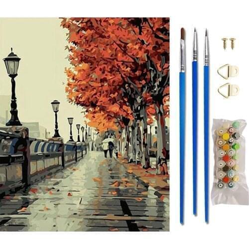 DIY Stree Scene Oil Painting Paint By Numbers Drawing On Canvas Home Decor