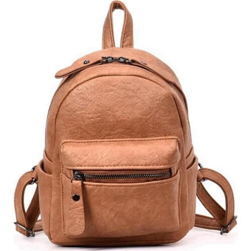 Fashion Womens Solid Color Backpack College Style Style Girl Mini Backpack Fashion Leather Travel Bag Backpack