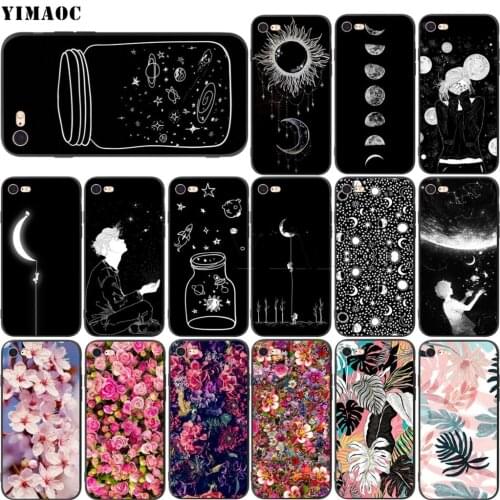 YIMAOC Black White Moon Stars Space Astronaut Soft Silicone Case for iPhone 11 Pro XS Max XR X 8 7 6 6S Plus 5 5s se