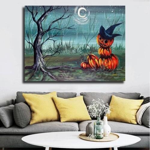 Halloween Pumpkin Wall Art Canvas Poster And Print Canvas Painting Decorative Picture For Office Living Room Home Decor Artwork