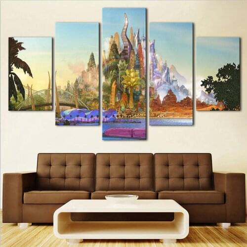 Wall Art Canvas Picture Bedside Background Bedroom Decor 5 Pieces Country Cabin Scenery HD Printed Poster Frame Modular Painting