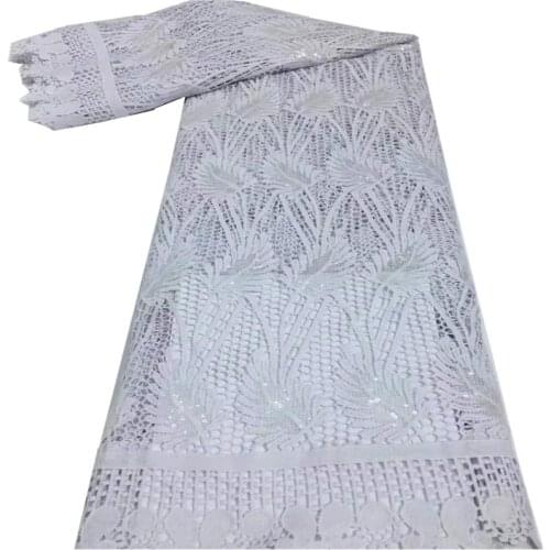Nigerian Lace Fabric 2021 High Quality white Sequins cord African Lace Fabric Milk Silk Lace Wedding Guipure Lace Fabric xc18-95