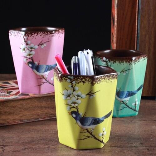 Nordic Idyllic Container Ceramic Pendulum Home Living Room Decorations American Office Pen Holder