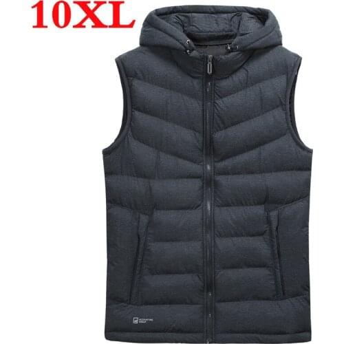 New plus size 10XL 9XL 8XL high qualit Mens cotton vest winter Mens fashion hooded vest casual warm Large size mens jackets