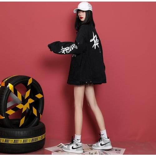 2021 spring and autumn new black denim jacket female Korean version loose student jacket thin denim clothing trend clothes