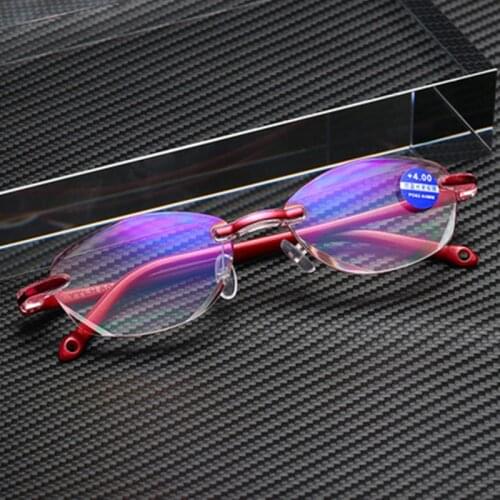 +1.0 +1.5 +2.0 To +4.0 New Frameless Anti-blue Light Reading Glasses Women Ladies Red Frame Presbyopia Eyewear Frames Light