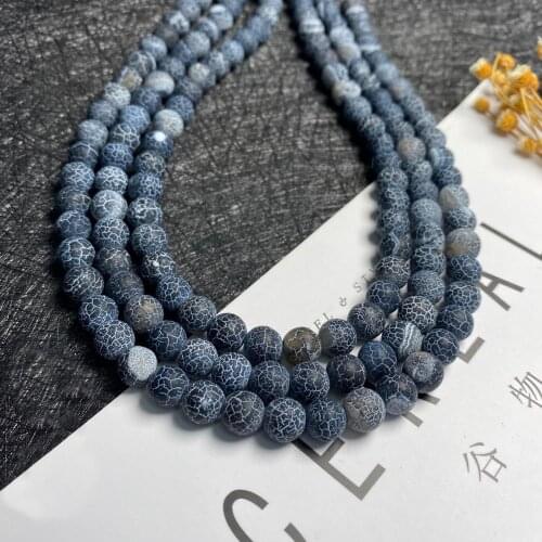 Factory wholesale Dark blue Natural stone white pattern Beads Pick Size Loose Bead 6mm 8mm 10mm For bracelets DIY charm Jewelry