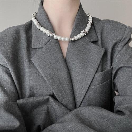 Luokey 2021 Hip Hop Punk Vintage Pearl Choker Necklace For Women Fashion Party Club Goth Necklace Wedding Birthday Jewelry Gifts