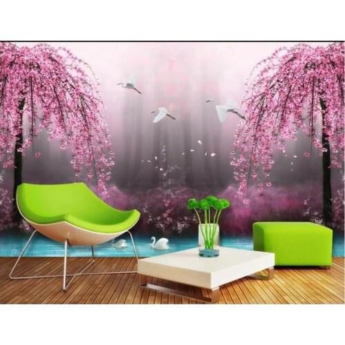Custom photo wallpaper for walls 3 d mural wallpapers HD Fantasy Wonderland Peach Blossom Forest 3D TV Background Wall Painting