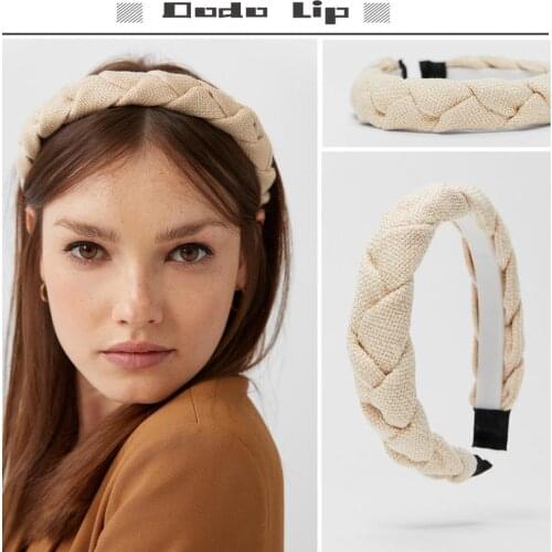 Dodo Lip Solid Twist weave bezel bandana Style headbands headdress women party cream hairbands for women harajuku moda hoops
