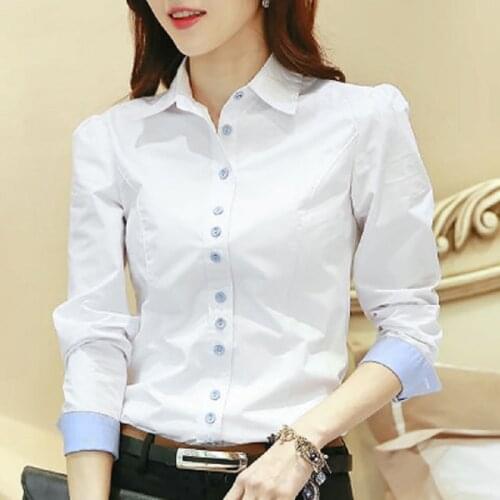 Women summer clothing Solid women shirts slim fit long sleeve elastic blouses korean style shirts lady office shirts