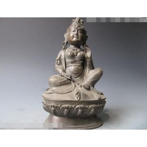 S01400 Tibet Buddhism Pure Bronze Copper Dependent Guan Yin kwan-Yin Bodhisattva Statue