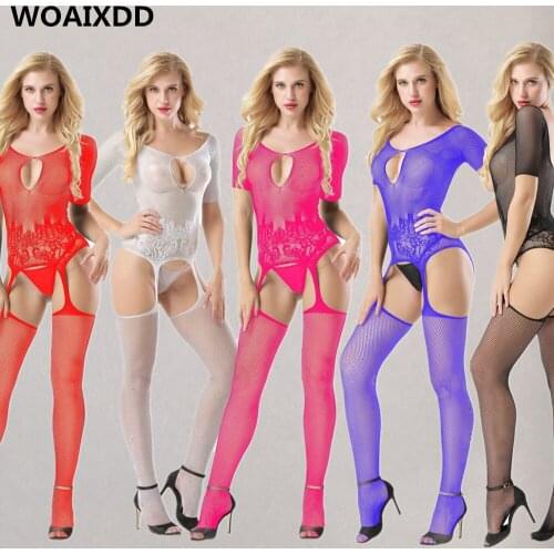 Sexy Lingerie Hollow Out Teddies Bodystocking Open Crotch Bodysuit Mesh Lingerie Lace Underwear Pantyhose Catsuit Erotic costume