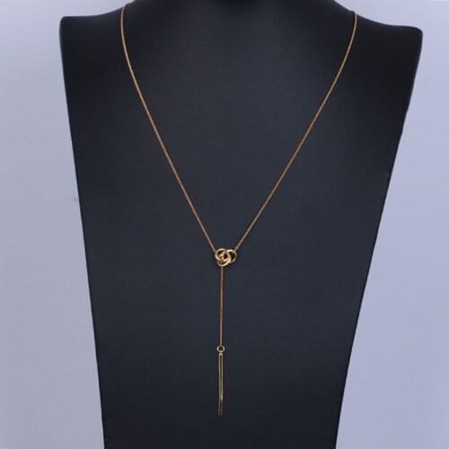 Stylish circle combination three-dimensional long strip Y-shaped long sliding necklace