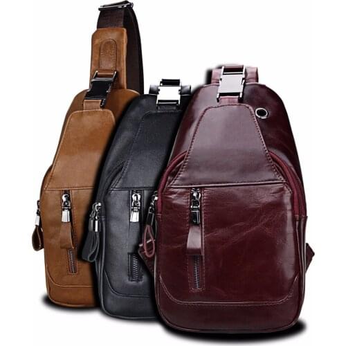 Joyir Business Men Chest Bag Genuine Leather Casual Travel Shoulder Bags Men Fashion Solid Color Men Messenger Bag Chest Bag