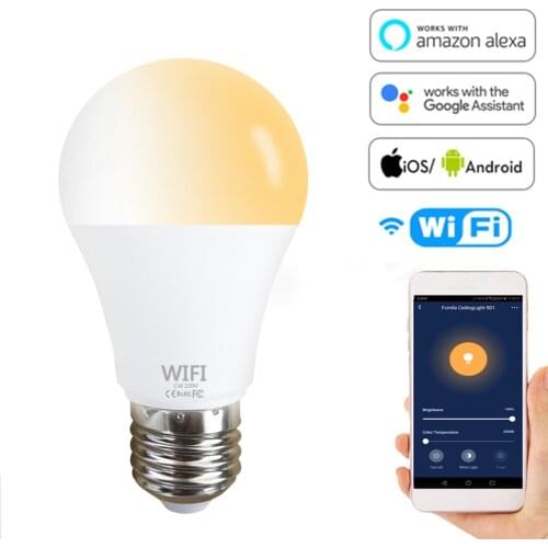 15W WiFi Smart Light Bulb B22 E27 LED Lamp APP Operate Alexa Google Assistant Control Warm+Cool Dimmable Timer Magic Bulb