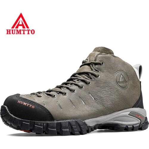 HUMTTO Waterproof Hiking Shoes Men Leather Sport Hunting Climbing Trekking Boots Breathable Outdoor Mountain Sneakers for Mens