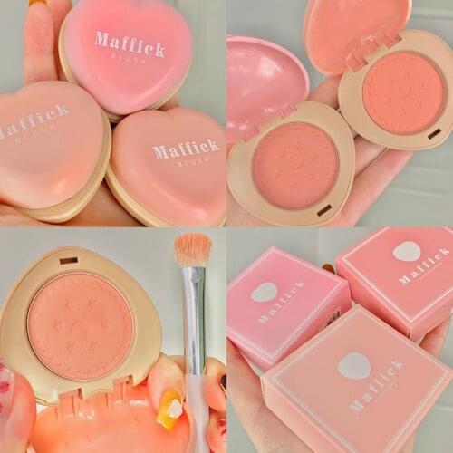 1Pcs Love Shaped Blush Waterproof Sweat-proof Blusher Natural Monochrome Blush Palette Long-lasting Face Makeup Maquillage