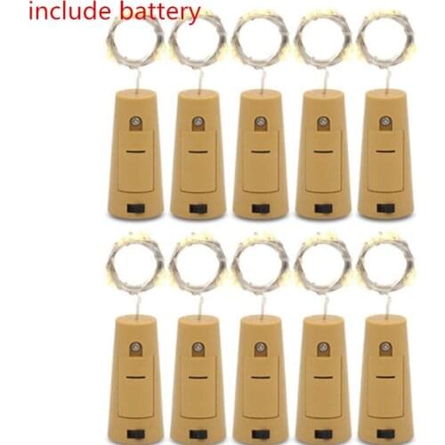 10pcs/lot Include Battery cork wine bottle light 2m 1m Copper Wire Fairy Garland Lights Christmas Holiday Party Wedding Dec