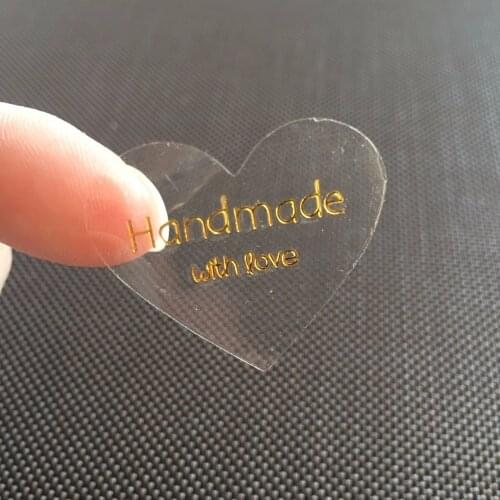 100PCS 'handmade' Stickers Label Transparent PVC Labels Customize Adhesive Stickers For Gift/wallpaper/box