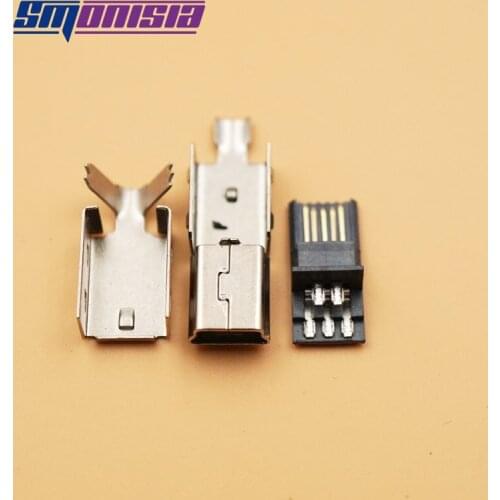 1000Sets 3 in 1 5 pin DIY Mini USB T Type Male 5pin Plug Connector Tail Charging Port Welding Metal Plug