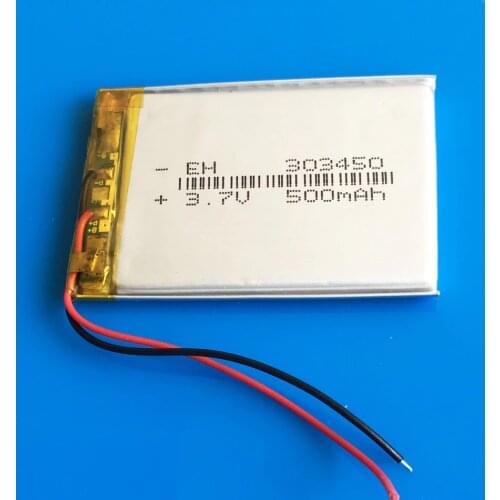 3.7V 500mAh 303450 lipo polymer lithium rechargeable battery for MP3 GPS DVD PSP bluetooth recorder e-book camera
