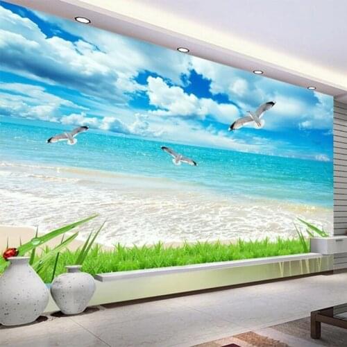 Photo Wallpaper 3D Seaside Landscape Murals Living Room TV Sofa Modern Simple Home Decor Wall Painting Papel De Parede 3 D Sala